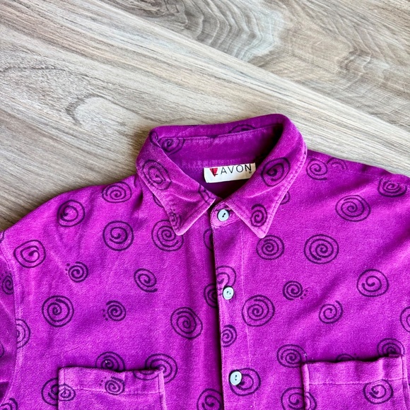 LAVON Vintage Button-Up Shirt Purple Swirl Print Long Sleeve Size M - Picture 3 of 12